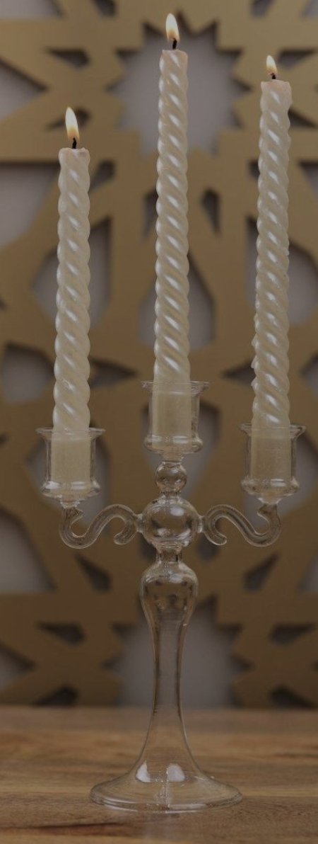 شمعدان زجاج 3 شموع شفاف ZUMMOROD-9